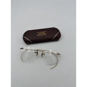 Antique Rimless Spectacles Cable Temple Glasses Optometrist Case Evansville IN